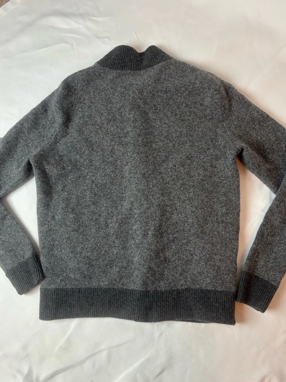 J Crew Bomber Sweater Mens Gray Cardigan 100% Lambswool Charcoal G9128 M READ